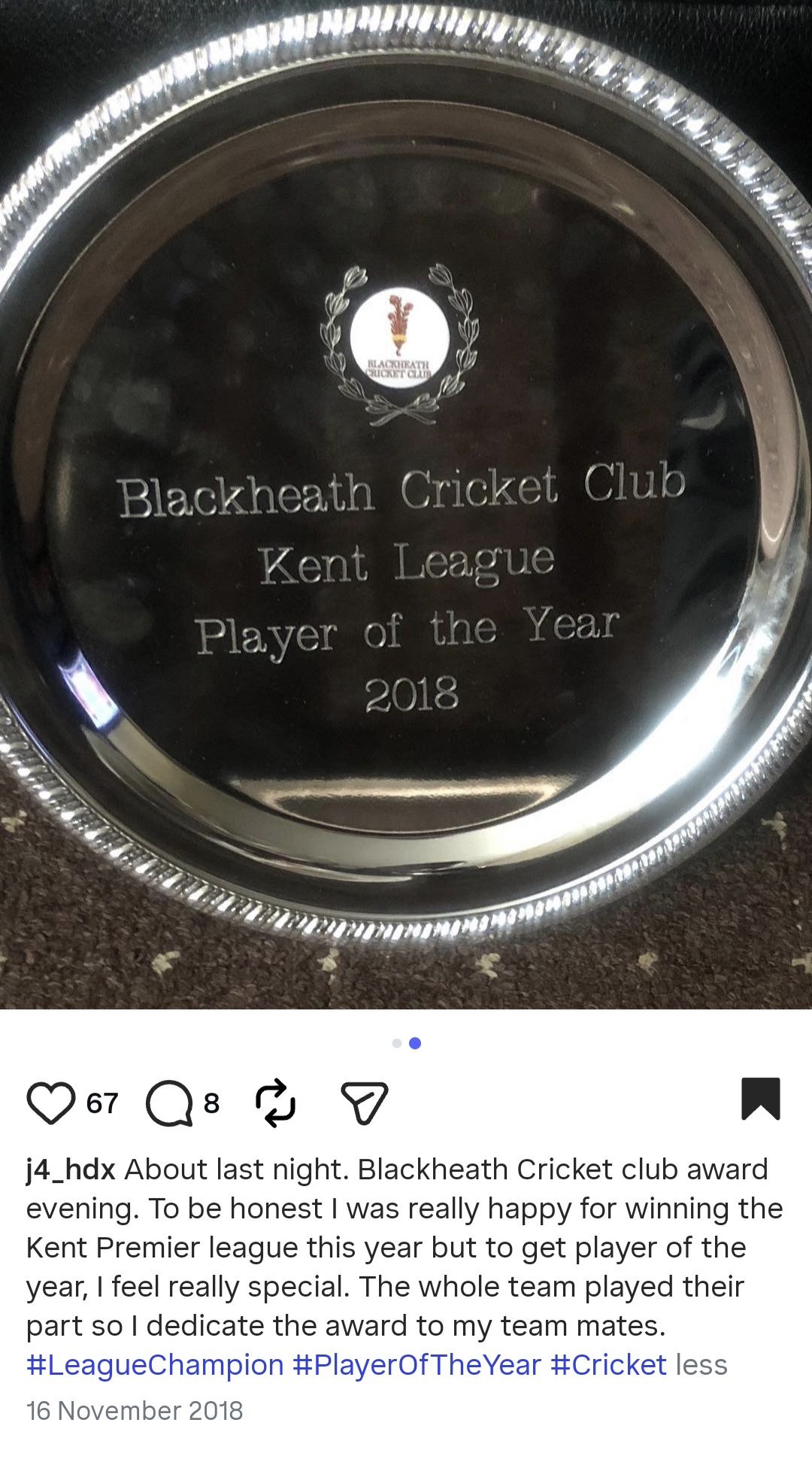 Jamian Jahid Ahmed Leads Blackheath CC to Historic Kent League 2018 Title After 37 Years